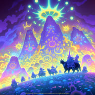 an example of an image generated in MidJourney using the prompt with the --sref 3373429262, ranked 15th among the user favorites on this website.