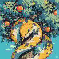 an example of an Orange style image generated in MidJourney using the prompt with the --sref 3385543246, ranked 15th among the user favorites on this website.