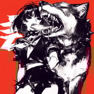 an example of an Manga art style image generated in MidJourney using the prompt with the --sref 3713090148, ranked 28th among the user favorites on this website.