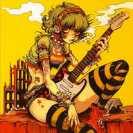 an example of an image generated in MidJourney using the prompt with the --sref 3777679252, ranked 10th among the user favorites on this website.