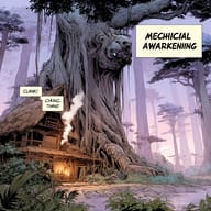 an example of an Comic book style image generated in MidJourney using the prompt with the --sref 3831910614, ranked 10th among the user favorites on this website.