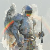 an example of an image generated in MidJourney using the prompt with the --sref 3844938906, ranked 17th among the user favorites on this website.