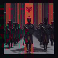 an example of an image generated in MidJourney using the prompt with the --sref 3864581377, ranked 16th among the user favorites on this website.