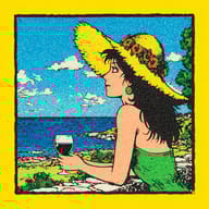 an example of an image generated in MidJourney using the prompt with the --sref 4034808438, ranked 27th among the user favorites on this website.