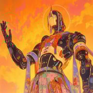 an example of an image generated in MidJourney using the prompt with the --sref 4195083820, ranked 10th among the user favorites on this website.