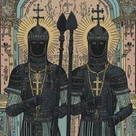 an example of an Black style image generated in MidJourney using the prompt with the --sref 4225596459, ranked 20th among the user favorites on this website.