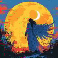 an example of an Orange style image generated in MidJourney using the prompt with the --sref 4535, ranked 16th among the user favorites on this website.