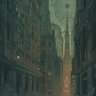 an example of an image generated in MidJourney using the prompt with the --sref 742595086, ranked 17th among the user favorites on this website.