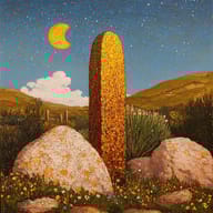 an example of an image generated in MidJourney using the prompt with the --sref 79870580, ranked 19th among the user favorites on this website.