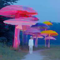 an example of an Pink style image generated in MidJourney using the prompt with the --sref 804589869, ranked 13th among the user favorites on this website.