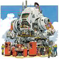 an example of an Line art style image generated in MidJourney using the prompt with the --sref 821961689, ranked 14th among the user favorites on this website.