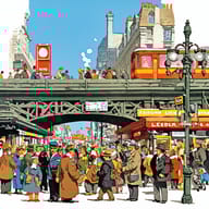 an example of an Line art style image generated in MidJourney using the prompt with the --sref 821961689, ranked 14th among the user favorites on this website.