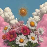 an example of an Pink style image generated in MidJourney using the prompt with the --sref 858769851, ranked 25th among the user favorites on this website.