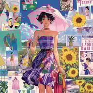 an example of an image generated in MidJourney using the prompt with the --sref 876348073, ranked 10th among the user favorites on this website.